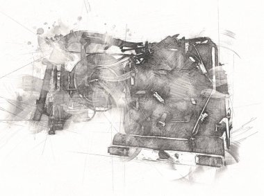 Büyük bir benzin deposu yol alıyor. Resim, antika, antika.