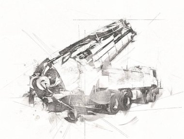 Büyük bir benzin deposu yol alıyor. Resim, antika, antika.