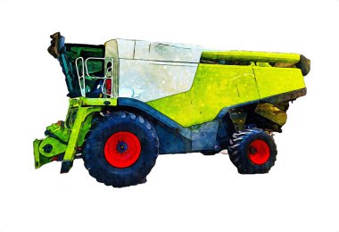 Modern tarımsal birleşim beyaz arka planda izole edilmiş eskiz eskizi antika