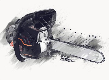 Zincirli testere çizimi, eskiz, antika, antika...