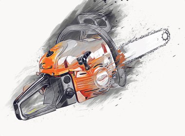 Zincirli testere çizimi, eskiz, antika, antika...