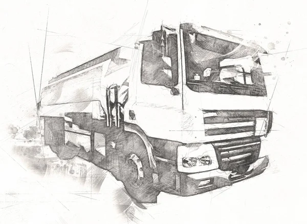 大型ガソリンタンクが進行中イラストアートヴィンテージレトロアンティーク — ストック写真