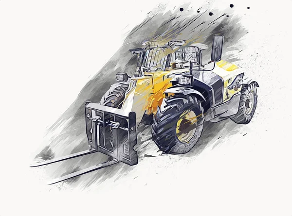 Loader Illustration Color Art Vintage Drawing Retro Antique — Stock Photo, Image