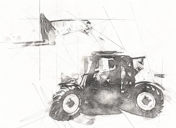 Loader Illustratie Kleur Kunst Vintage Tekening Retro Antiek — Stockfoto