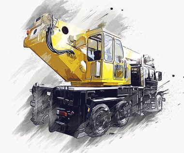 İnşaat sahasında forklift, yapım parçaları çizim sanatını yükseltmeye hazırlanıyor