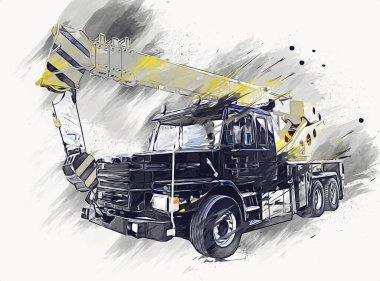 İnşaat sahasında forklift, yapım parçaları çizim sanatını yükseltmeye hazırlanıyor