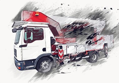 İnşaat sahasında forklift, yapım parçaları çizim sanatını yükseltmeye hazırlanıyor