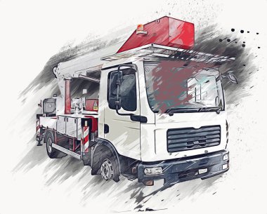 İnşaat sahasında forklift, yapım parçaları çizim sanatını yükseltmeye hazırlanıyor