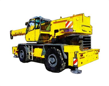 İnşaat sahasında forklift, yapım parçaları çizim sanatını yükseltmeye hazırlanıyor