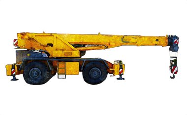 İnşaat sahasında forklift, yapım parçaları çizim sanatını yükseltmeye hazırlanıyor