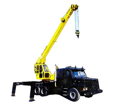 İnşaat sahasında forklift, yapım parçaları çizim sanatını yükseltmeye hazırlanıyor