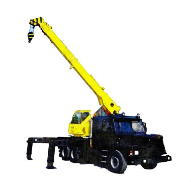 İnşaat sahasında forklift, yapım parçaları çizim sanatını yükseltmeye hazırlanıyor