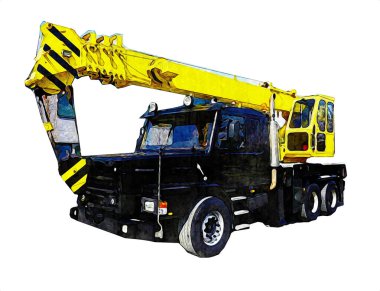 İnşaat sahasında forklift, yapım parçaları çizim sanatını yükseltmeye hazırlanıyor