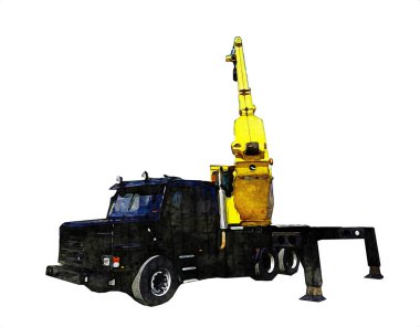 İnşaat sahasında forklift, yapım parçaları çizim sanatını yükseltmeye hazırlanıyor