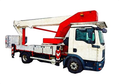 İnşaat sahasında forklift, yapım parçaları çizim sanatını yükseltmeye hazırlanıyor