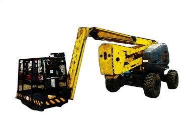 İnşaat sahasında forklift, yapım parçaları çizim sanatını yükseltmeye hazırlanıyor