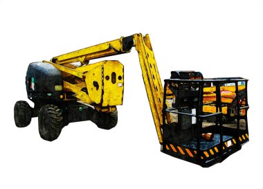 İnşaat sahasında forklift, yapım parçaları çizim sanatını yükseltmeye hazırlanıyor