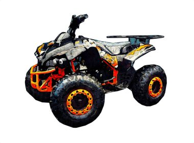 ATV Dörtlü Bisiklet, Her Arazi Aracı, kırpma yolu sanat çizimi klasik çizimi