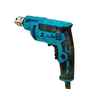 Matkap ucu ile kablosuz matkap aynı zamanda vida silah sanat çizimi çizim çizimi olarak çalışır