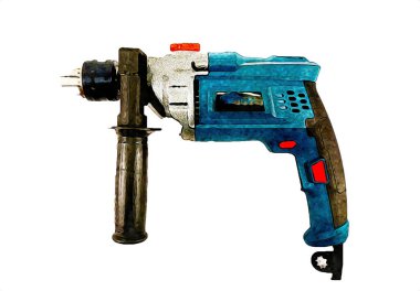 Matkap ucu ile kablosuz matkap aynı zamanda vida silah sanat çizimi çizim çizimi olarak çalışır