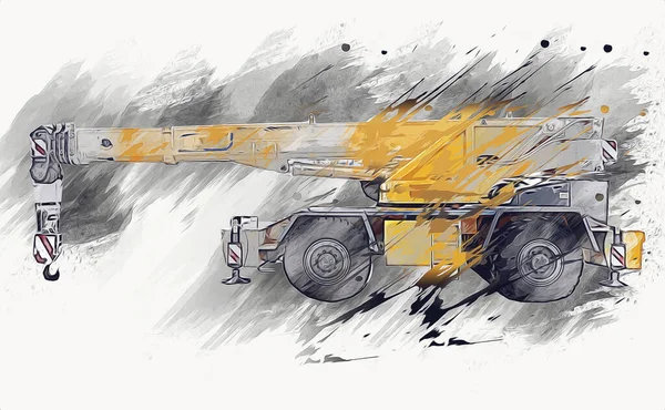 Forklift Construction Site Preparing Raise Construction Parts Illustrator Art Drawing — Stock Photo, Image