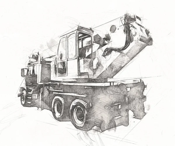 Forklift Construction Site Preparing Raise Construction Parts Illustrator Art Drawing — Stock Photo, Image