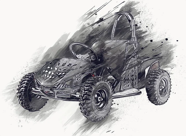 Atv Quad Bike All Terrain Vehicle Cliclipping Path Art Illustration — 스톡 사진