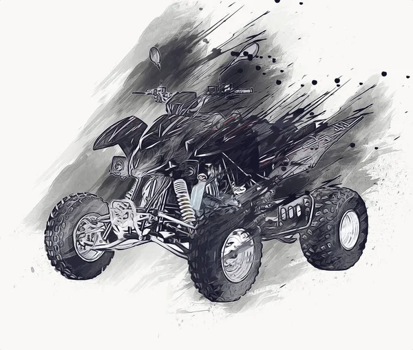 Atv Quad Ποδήλατο All Terrain Όχημα Περικοπή Διαδρομή Τέχνη Εικονογράφηση — Φωτογραφία Αρχείου