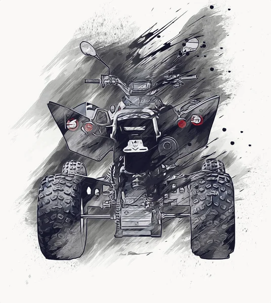 Atv Quad Bike Veicolo All Terrain Con Percorso Ritaglio Illustrazione — Foto Stock