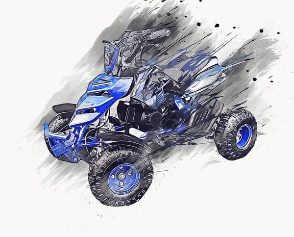 Atv Quad Bike Veicolo All Terrain Con Percorso Ritaglio Illustrazione — Foto Stock