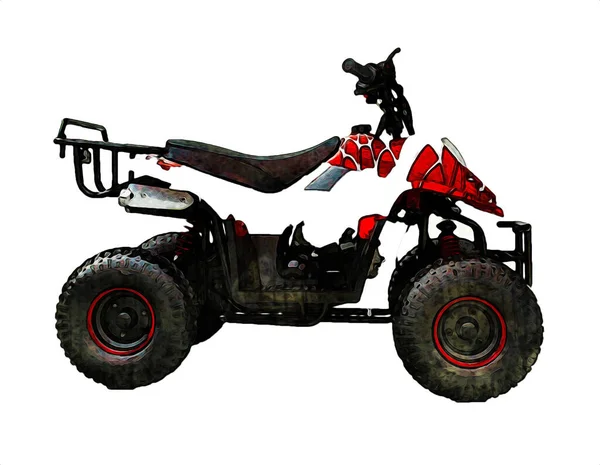 Atv Quad Bike All Terrain Vehicle Cliclipping Path Art Illustration — 스톡 사진