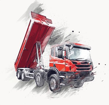 Sarı damperli kamyon çizimi eskiz çizimi antika antika