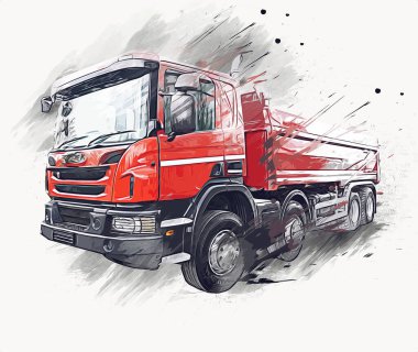 Sarı damperli kamyon çizimi eskiz çizimi antika antika