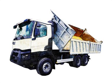 Sarı damperli kamyon çizimi eskiz çizimi antika antika