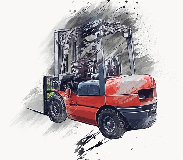 Carrello Elevatore Camion Sfondo Bianco Isolato Arte Illustrazione Disegno Schizzo — Foto Stock