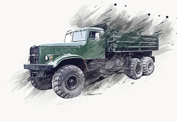 Sarı damperli kamyon çizimi eskiz çizimi antika antika