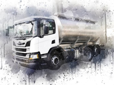 Büyük bir benzin deposu yol alıyor. Resim, antika, antika.