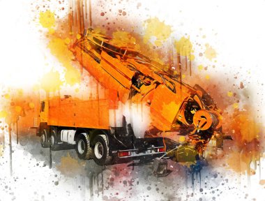 Büyük bir benzin deposu yol alıyor. Resim, antika, antika.