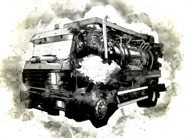 Big Gas Tank Goes Way Illustration Art Vintage Retro Antique — Stock Photo, Image