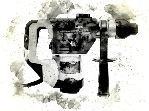 Βαρύ Κίτρινο Μαύρο Jack Hammer Τρυπάνι Τρυπάνι Εργαλείο Χειρός Απομονωμένο — Φωτογραφία Αρχείου