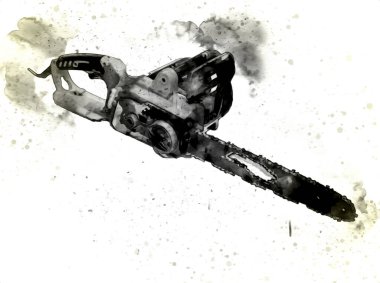 Zincirli testere çizimi, eskiz, antika, antika...