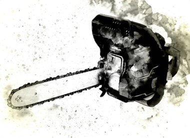 Zincirli testere çizimi, eskiz, antika, antika...