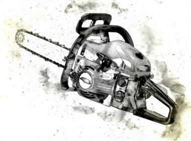 Zincirli testere çizimi, eskiz, antika, antika...