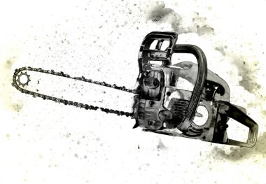 Zincirli testere çizimi, eskiz, antika, antika...