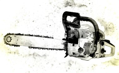 Zincirli testere çizimi, eskiz, antika, antika...