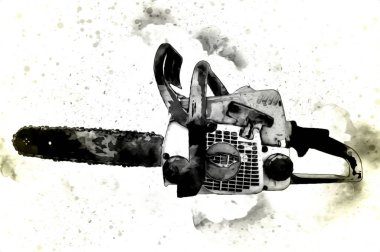 Zincirli testere çizimi, eskiz, antika, antika...