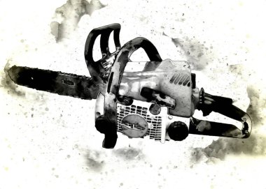 Zincirli testere çizimi, eskiz, antika, antika...