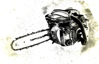 Zincirli testere çizimi, eskiz, antika, antika...