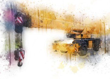 İnşaat sahasında forklift, yapım parçaları çizim sanatını yükseltmeye hazırlanıyor