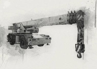 İnşaat sahasında forklift, yapım parçaları çizim sanatını yükseltmeye hazırlanıyor